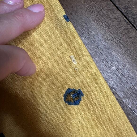 Vintage JCPenney Tablecloth Yellow Blue Block Print Rectangle French Country - Picture 9 of 12